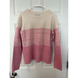 Women's Cupcakes and Cashmere M Crew Neck Pink and Beige Block Sweater